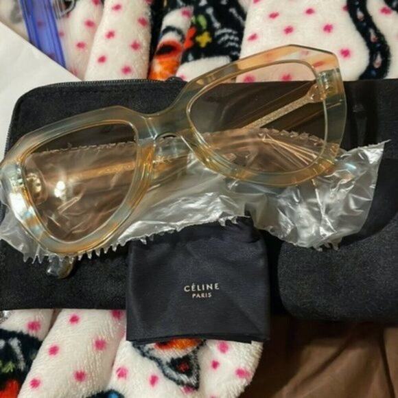 Celine 52mm Designer Sunglasses orange green - Picture 3 of 7